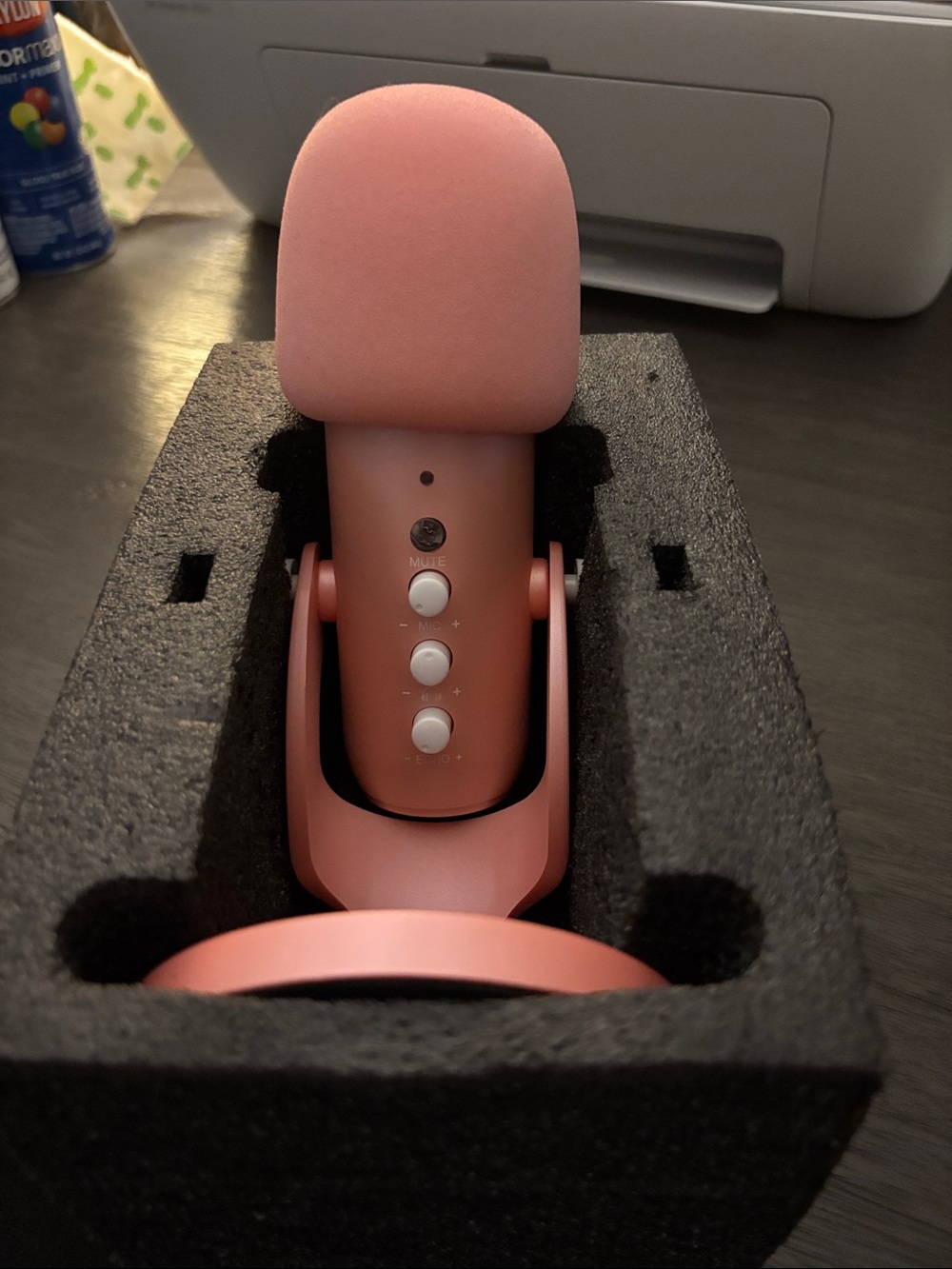 Portable Pink Condenser Microphone with Stand - Brand Unknown